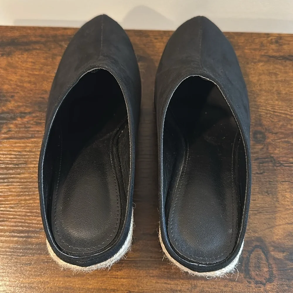 Black Faux Suede wedges